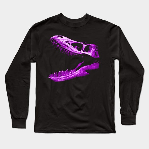 Dinosaur Skull Purple Long Sleeve T-Shirt by RaphaelWolf